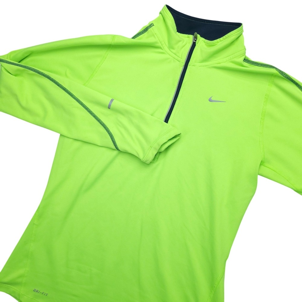 Nike Dri-FIT Running Pullover Womens Small Green 1/4 Zip Long‎ Sleeve Athletic